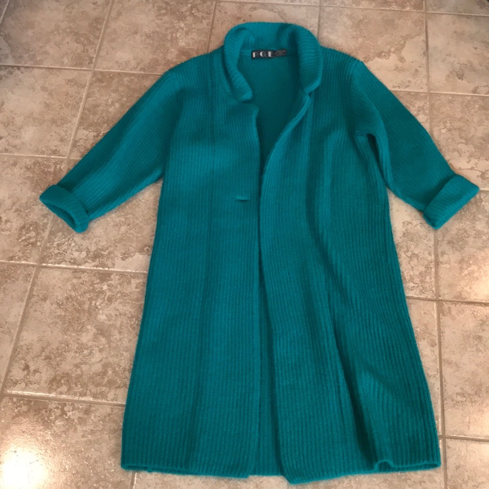 Wool mohair long sweater coat